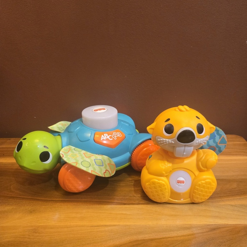 Fisher Price Linkimals Sit To Crawl Sea Turtle & Boppin Beaver - Tested